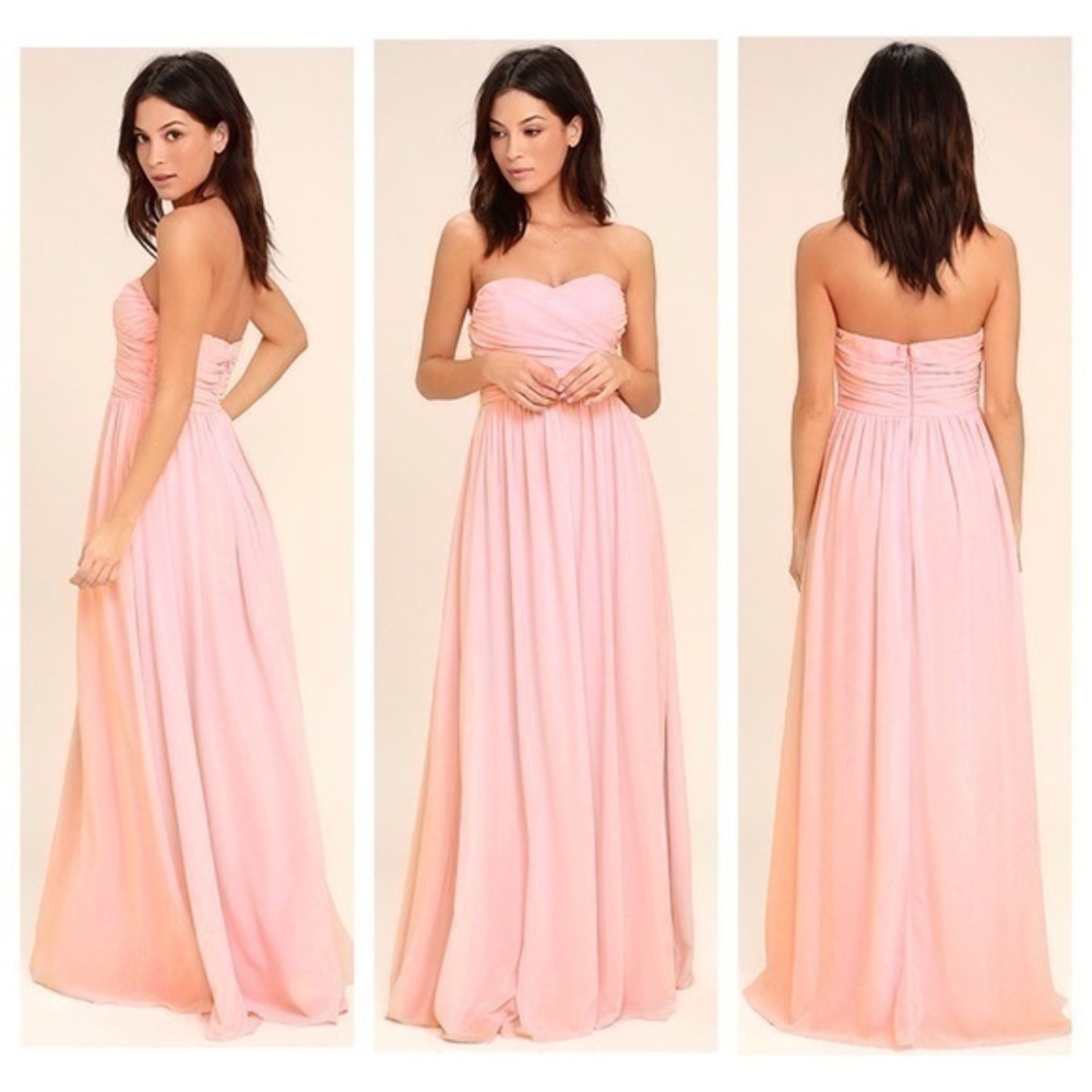 Lulu’s All Afloat Pale Pink Strapless Maxi Dress AA11